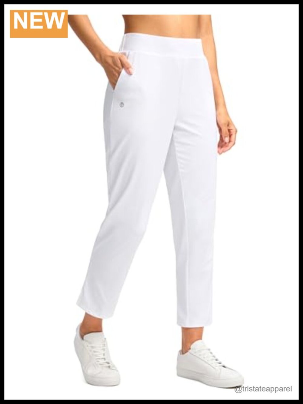 Women's 7/8 Ankle Golf Pants Stretch Pull On Slacks 3 Pockets